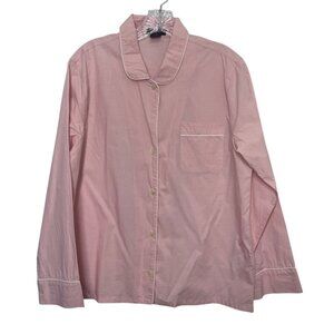 J Crew Front Button Pajama Shirt Womens Medium Pink Cotton Long Sleeves